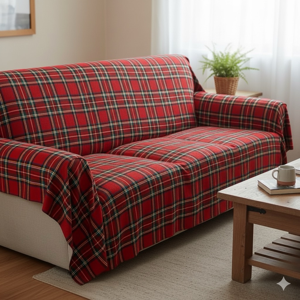 Copritutto Gran Foulard mod Scozzese Tartan Natalizio